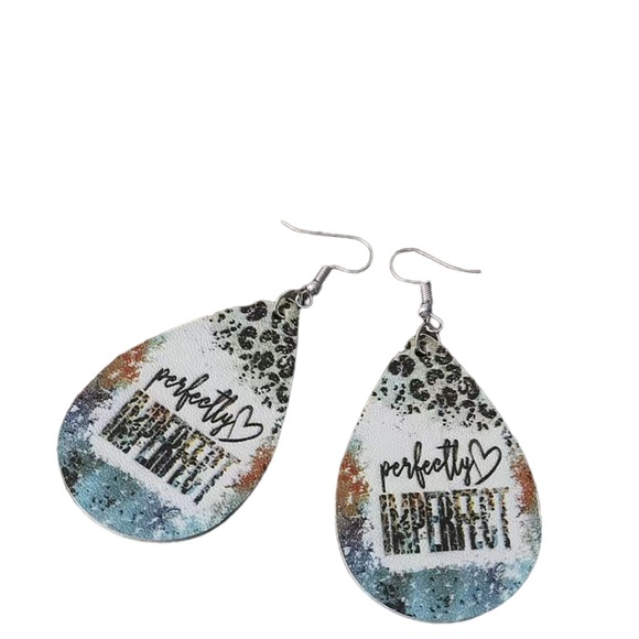 Perfectly Imperfect Leather Teardrop Drop Earrings - Picture 3 of 6